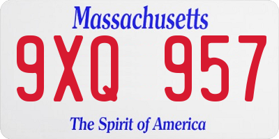 MA license plate 9XQ957