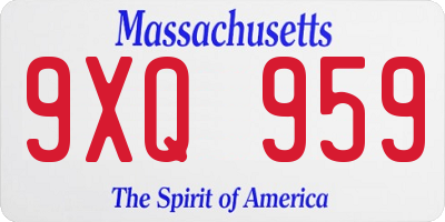 MA license plate 9XQ959