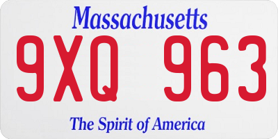 MA license plate 9XQ963