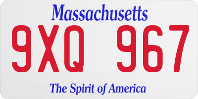 MA license plate 9XQ967