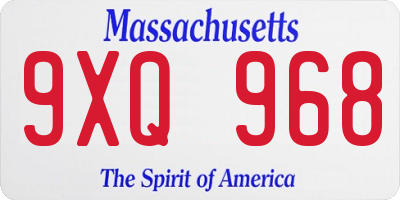 MA license plate 9XQ968