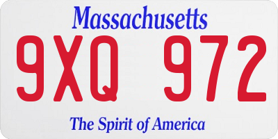MA license plate 9XQ972