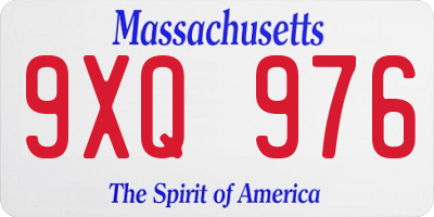 MA license plate 9XQ976