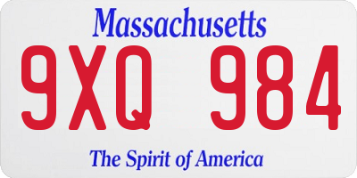MA license plate 9XQ984