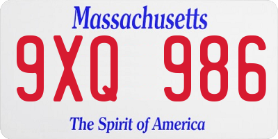 MA license plate 9XQ986