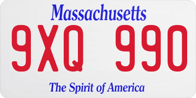 MA license plate 9XQ990