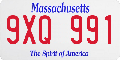 MA license plate 9XQ991