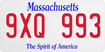 MA license plate 9XQ993