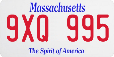 MA license plate 9XQ995