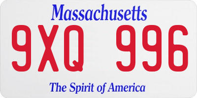 MA license plate 9XQ996