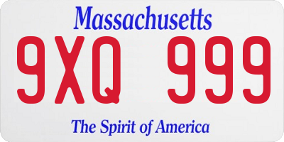 MA license plate 9XQ999