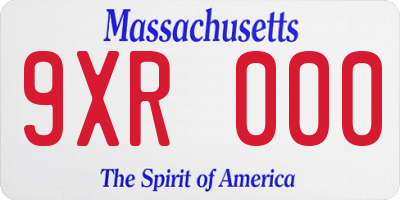 MA license plate 9XR000