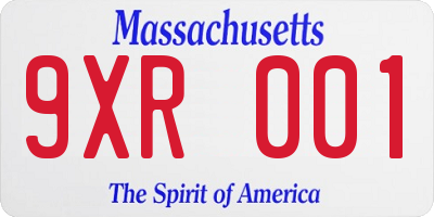 MA license plate 9XR001