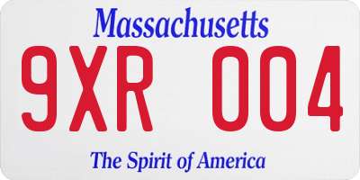 MA license plate 9XR004