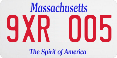 MA license plate 9XR005