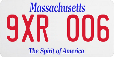 MA license plate 9XR006