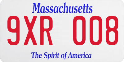 MA license plate 9XR008