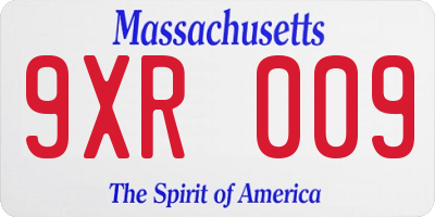 MA license plate 9XR009