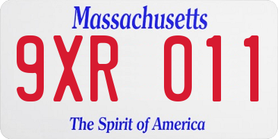 MA license plate 9XR011