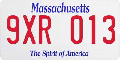 MA license plate 9XR013