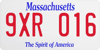 MA license plate 9XR016