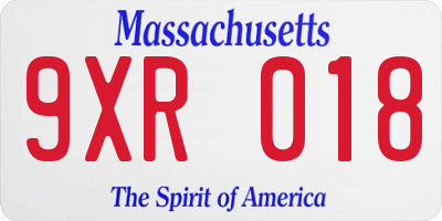 MA license plate 9XR018