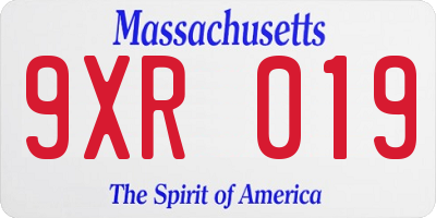 MA license plate 9XR019