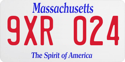 MA license plate 9XR024