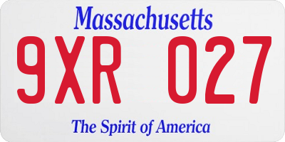 MA license plate 9XR027