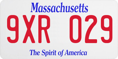 MA license plate 9XR029