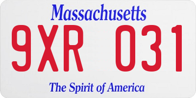 MA license plate 9XR031