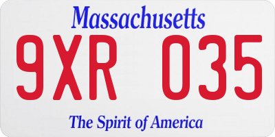 MA license plate 9XR035