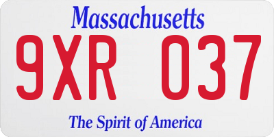 MA license plate 9XR037