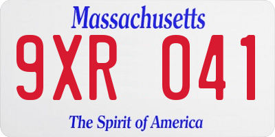 MA license plate 9XR041