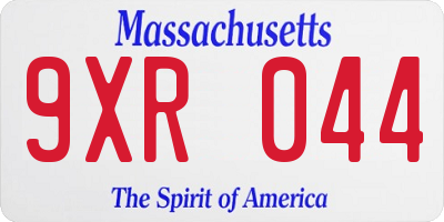 MA license plate 9XR044