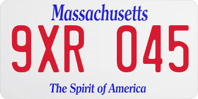 MA license plate 9XR045