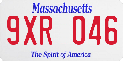 MA license plate 9XR046