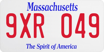 MA license plate 9XR049