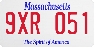 MA license plate 9XR051