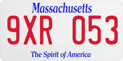 MA license plate 9XR053