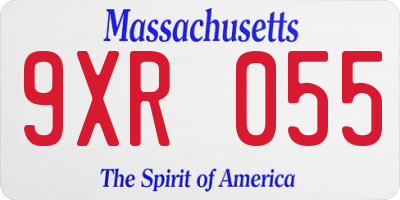 MA license plate 9XR055