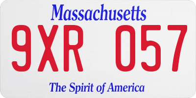 MA license plate 9XR057