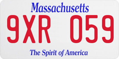 MA license plate 9XR059