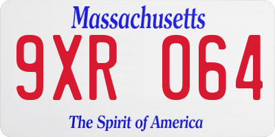 MA license plate 9XR064