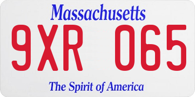 MA license plate 9XR065