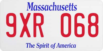 MA license plate 9XR068