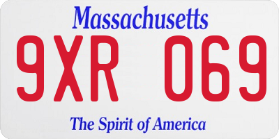 MA license plate 9XR069