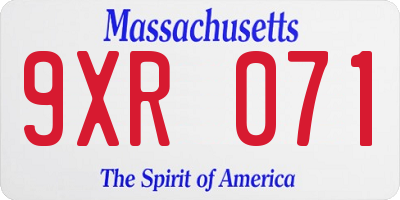 MA license plate 9XR071