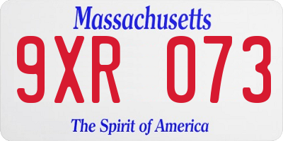 MA license plate 9XR073