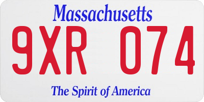 MA license plate 9XR074